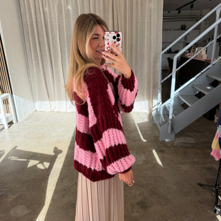 Strickjacke Lima - Rosa x Bordeaux