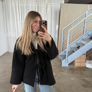 Filz Schleifen Jacke - Schwarz