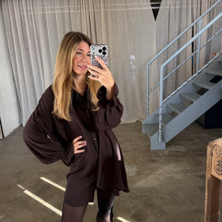 Rüschen Blusenkleid - Espresso (NEU)