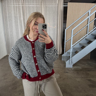 Cute Lines Strickjacke - Blau x Rot