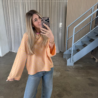 Oversize Longsleeve Stripes -  Rosa x Gelb