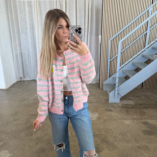 Smile Strickjacke - Mint x Rosa