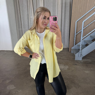 Musselinbluse Button Arms - Butter Yellow