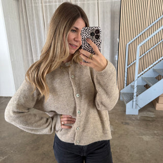 Basic Strickjacke - Beige