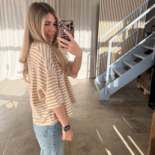 Oversize T-Shirt Stripes - Beige x Creme