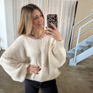 Spitzen Pulli - Creme