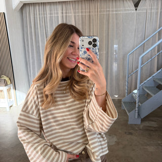 Oversize Longsleeve Stripes -  Beige x Creme