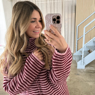 Stripes Zipp Jacke - Rosa x Bordeaux