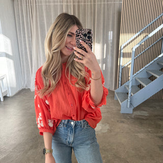 Flora Bluse - Hell Orange
