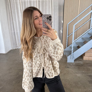Leo Strickjacke Schleifen - Creme