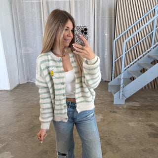 Smile Strickjacke - Creme x Mint