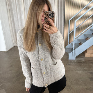 Strickjacke Boucle - Creme