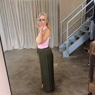 Plissee Hose - Olive