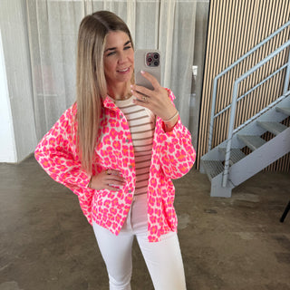 Musselinbluse Leo - Pink x Orange x Weiß