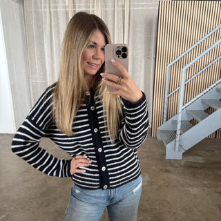 Strickjacke Small Stripes - Dunkelblau x Weiß