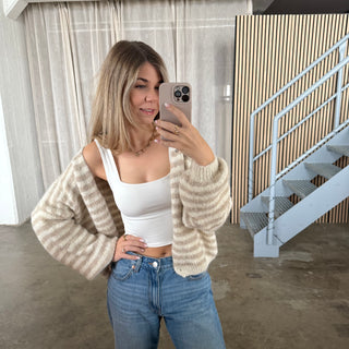 Stripes Strickjacke - Creme x Beige