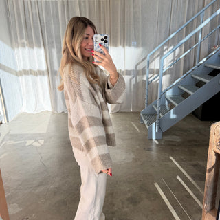 Strickjacke Mila - Beige x Creme