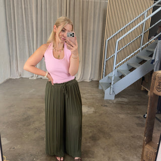 Plissee Hose - Olive
