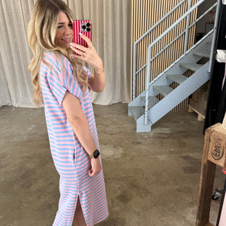 Oversize Kleid Molly - Rosa x Seablue