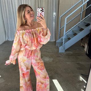 Off Shoulder Top Tropical - Rosa