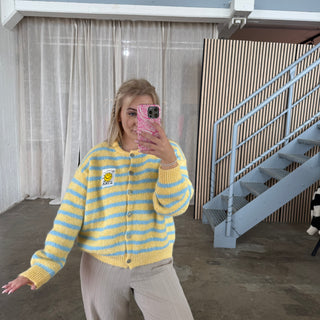 Smile Strickjacke - Butteryellow x Blau
