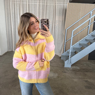 Blocks Zipp Jacke - Gelb x Rosa