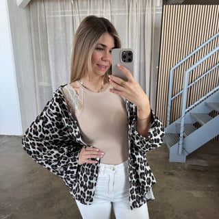 Musselinbluse Leo Schwarz x Weiß