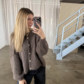 Chunky Strickjacke - Hellbraun