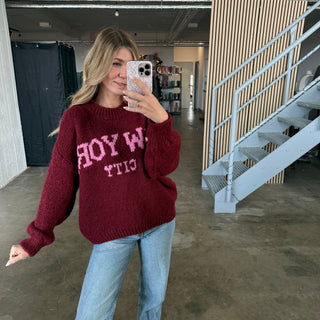 Pullover New York City - Bordeaux x Pink