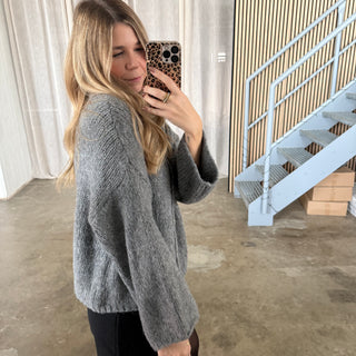 Strickjacke Perlmutt Knöpfe - Dunkelgrau