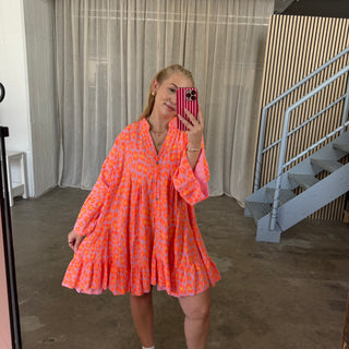 Musselinkleid Joy - Leo Neon Orange