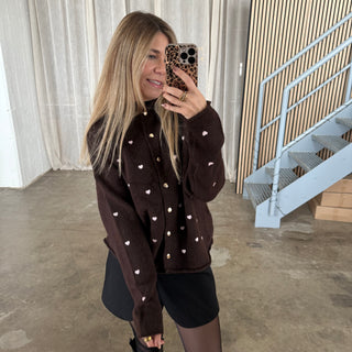 Strickjacke All Hearts - Braun