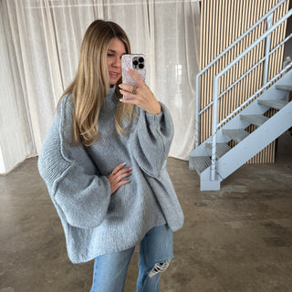 Oversized Pulli - Eisblau