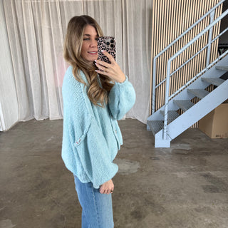 Chunky Strickjacke - Hellblau