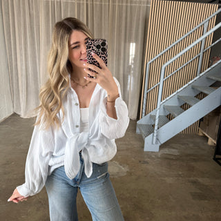 Oversize Musselinbluse - Weiß
