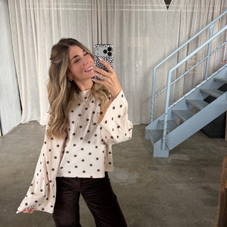 Basic Oversize Longsleeve Dots - Creme