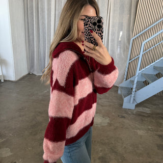 Blocks Zipp Jacke - Bordeaux x Rosa