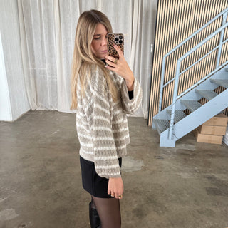 Pulli Curved Stripes - Beige x Creme