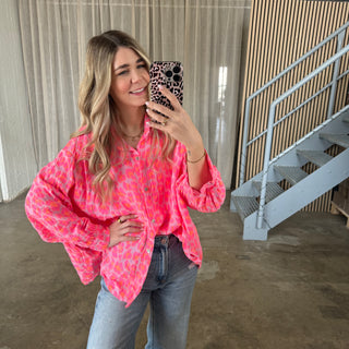 Oversize Musselinbluse Big Leo - Neon