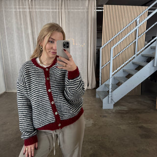 Cute Lines Strickjacke - Blau x Rot