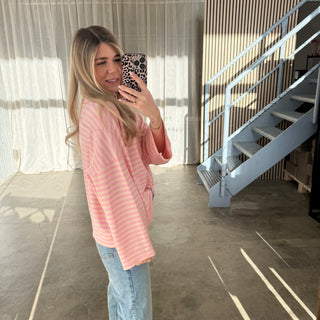Oversize Longsleeve Stripes -  Rosa x Light Peach