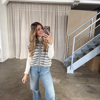 Stoff Pullunder Stripes - Grau x Creme