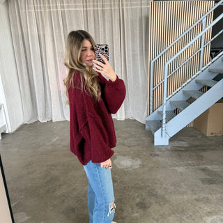 Midsize Strickjacke Perlmutt - Bordeaux