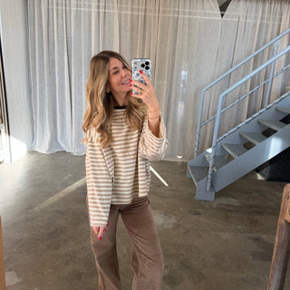 Oversize Longsleeve Stripes -  Beige x Creme