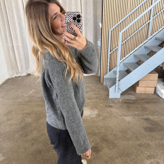 Basic Strickjacke - Grau