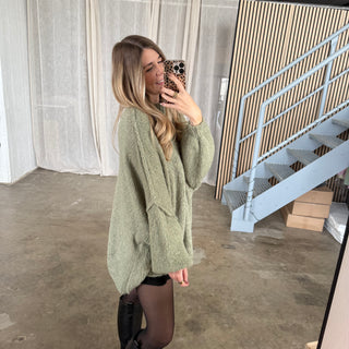 Oversized Pulli - Olive
