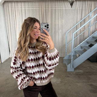 Pops Pulli - Bordeaux x Weiß