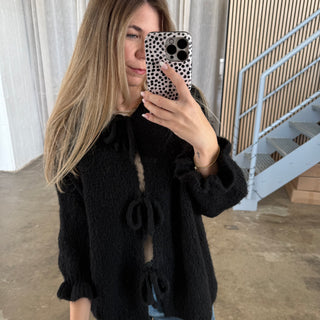 Strickjacke Schleifen - Schwarz