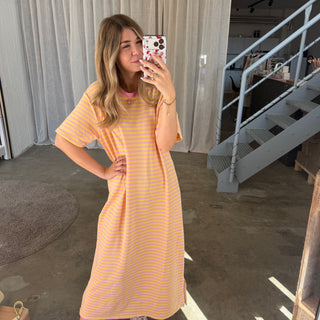 Oversize Kleid Molly - Rosa x Gelb | TALL