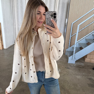 Strickjacke All Hearts - Creme